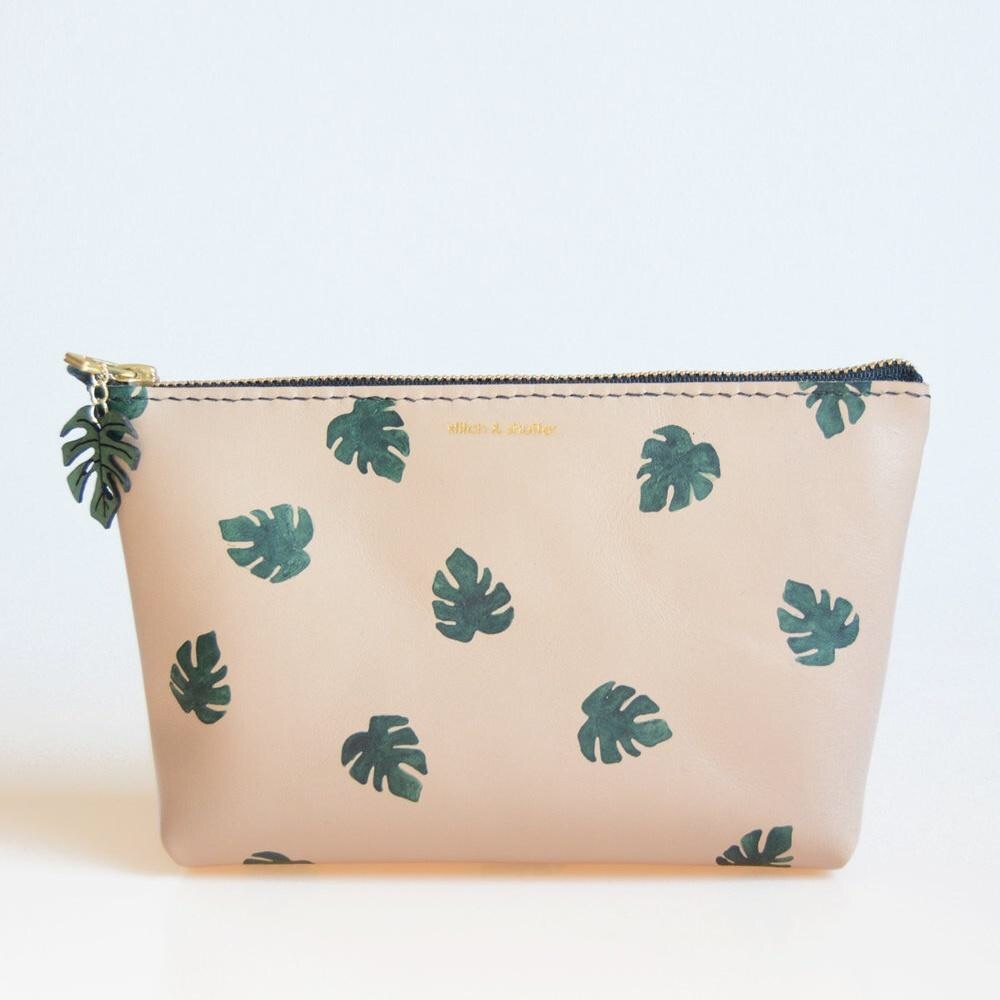 Leather Monstera Leaf Pouch